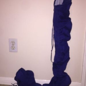 Haylow Navy Blue Thigh-High Stiletto Boots